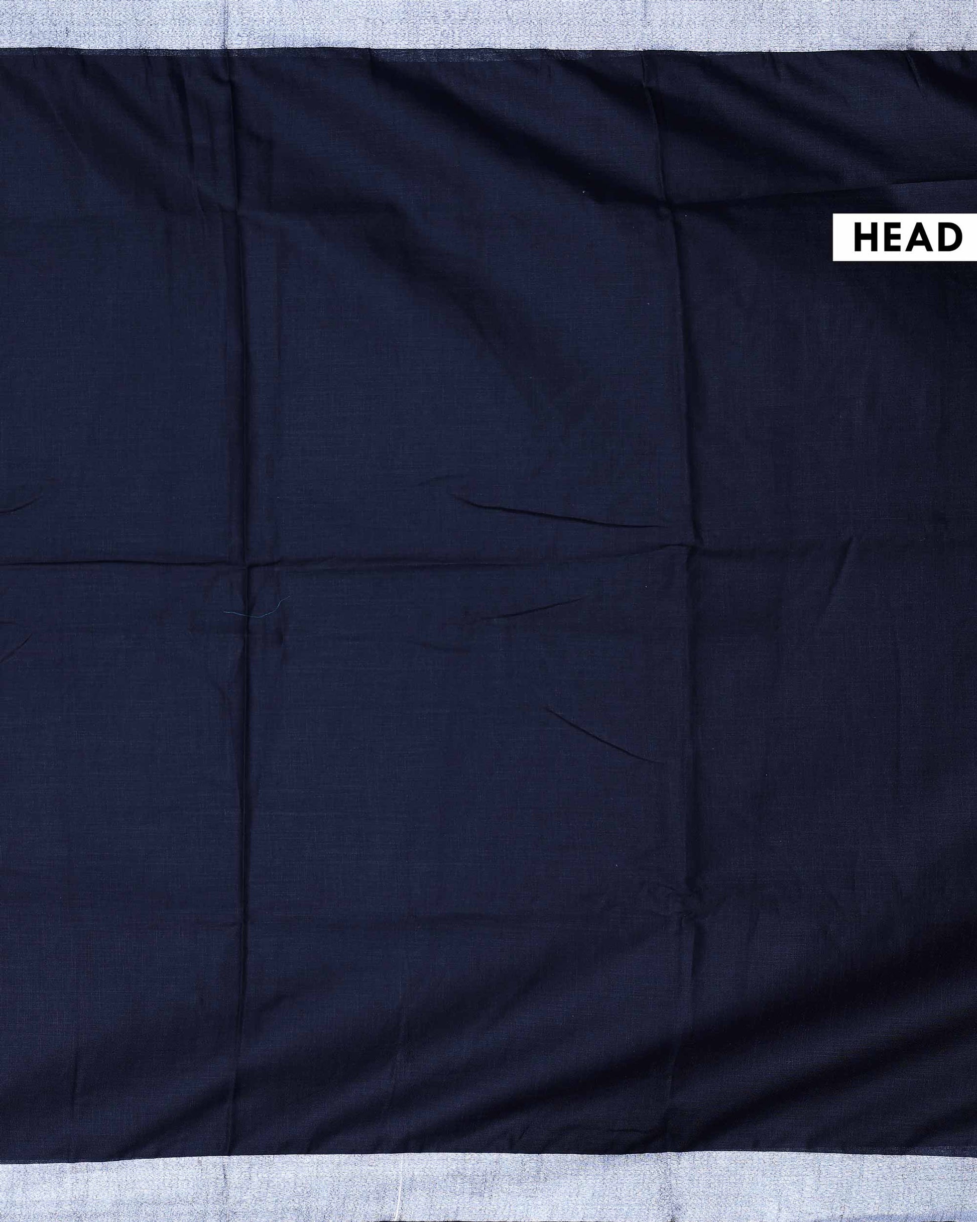 Elegant Semi Tussar Saree with Plain Lustrous Body and Rich Silver Zari Woven Border Design - Black-Head