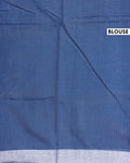 Elegant Semi Tussar Saree with Plain Lustrous Body and Rich Silver Zari Woven Border Design - Blue-Blouse