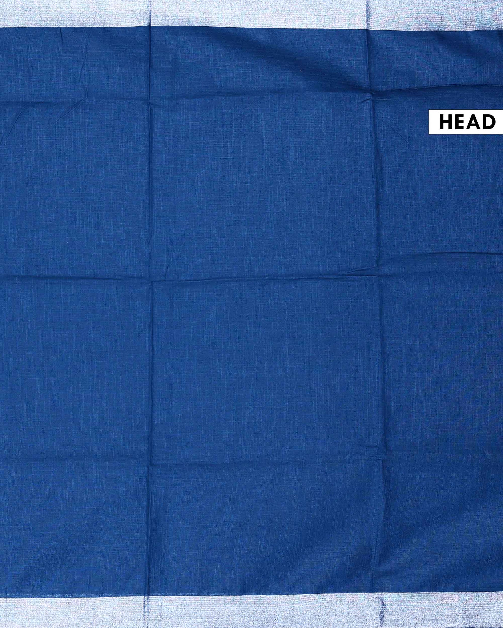 Elegant Semi Tussar Saree with Plain Lustrous Body and Rich Silver Zari Woven Border Design - Blue-Head