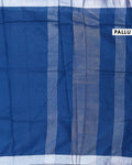 Elegant Semi Tussar Saree with Plain Lustrous Body and Rich Silver Zari Woven Border Design - Blue-Pallu
