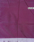Elegant Semi Tussar Saree with Plain Lustrous Body and Rich Silver Zari Woven Border Design - Dark Magenta-Blouse