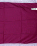 Elegant Semi Tussar Saree with Plain Lustrous Body and Rich Silver Zari Woven Border Design - Dark Magenta-Head