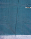 Elegant Semi Tussar Saree with Plain Lustrous Body and Rich Silver Zari Woven Border Design - Teal Blue-Blouse