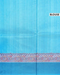 Elegant Semi Tussar Saree with Traditional Floral Buta Motifs and Ornate Paisley Border - Sky Blue-Blouse