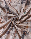 Elegant Semi Tussar Saree with Tribal and Folk Art Print and Geometric Printed Border - Beige-Close Up