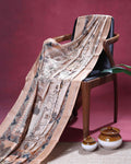 Elegant Semi Tussar Saree with Tribal and Folk Art Print and Geometric Printed Border - Beige