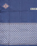 Elegant Semi Tussar Saree with Zigzag Woven Pattern and Intricate Traditional Ethnic Border - Blue-Bouse