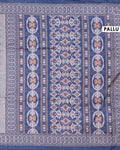 Elegant Semi Tussar Saree with Zigzag Woven Pattern and Intricate Traditional Ethnic Border - Grey-Pallu
