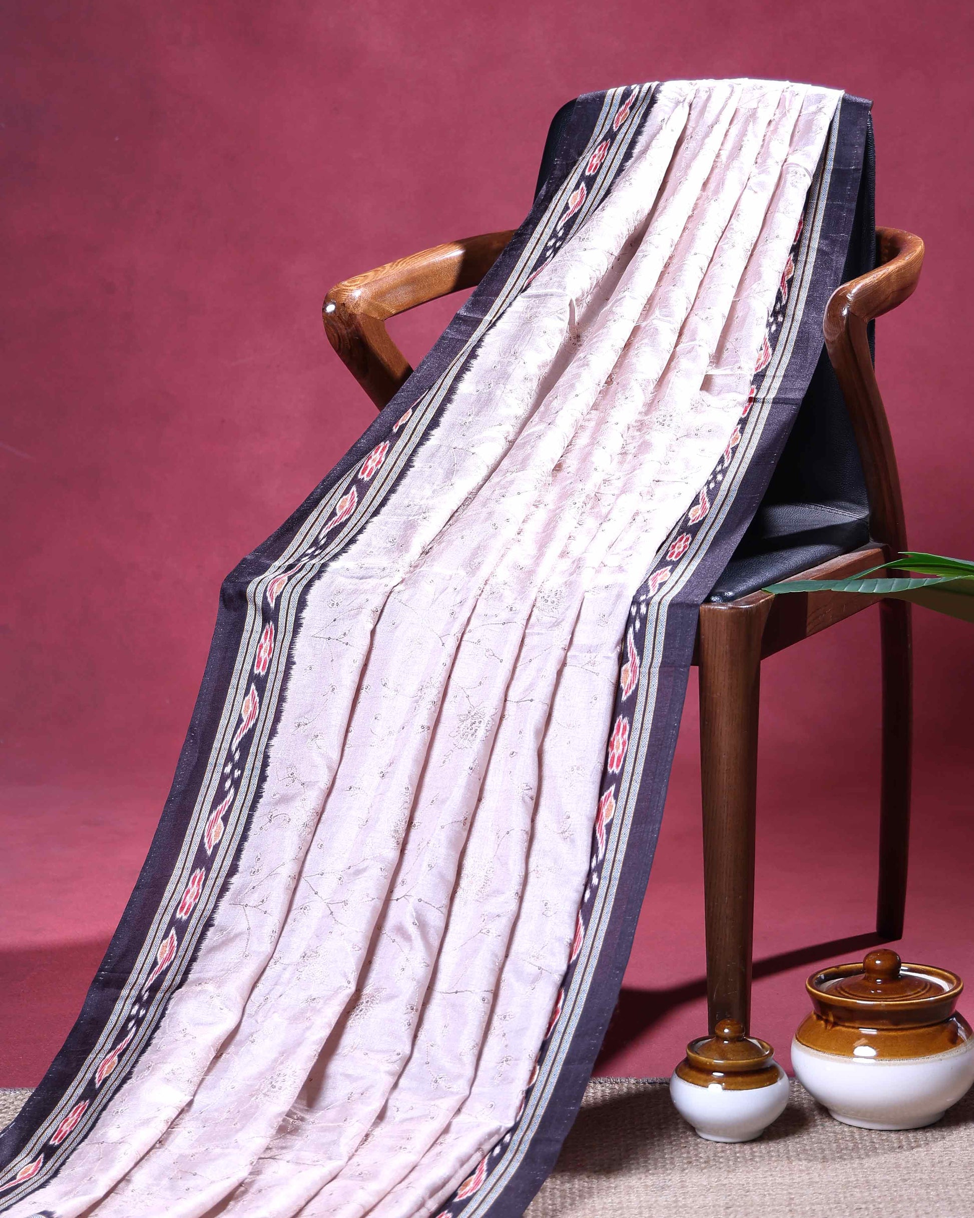 Elegant Semi Tussar Silk Saree with Delicate All Over Buti Embroidery and Traditional Woven Border  - White