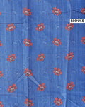 Elegant Semi Tussar Silk Saree with Floral Embroidery and Zari Dots -  Blue