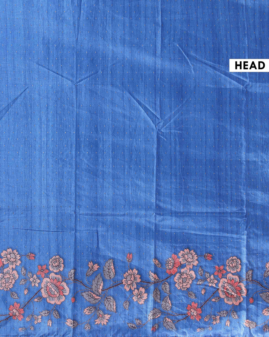 Elegant Semi Tussar Silk Saree with Floral Embroidery and Zari Dots -  Blue