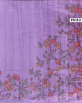 Elegant Semi Tussar Silk Saree with Floral Embroidery and Zari Dots -  Lavender
