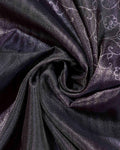 Elegant Semi Tussar Silk Saree with Floral Weave and Classic Contrast Border - Dark Grey-Close Up