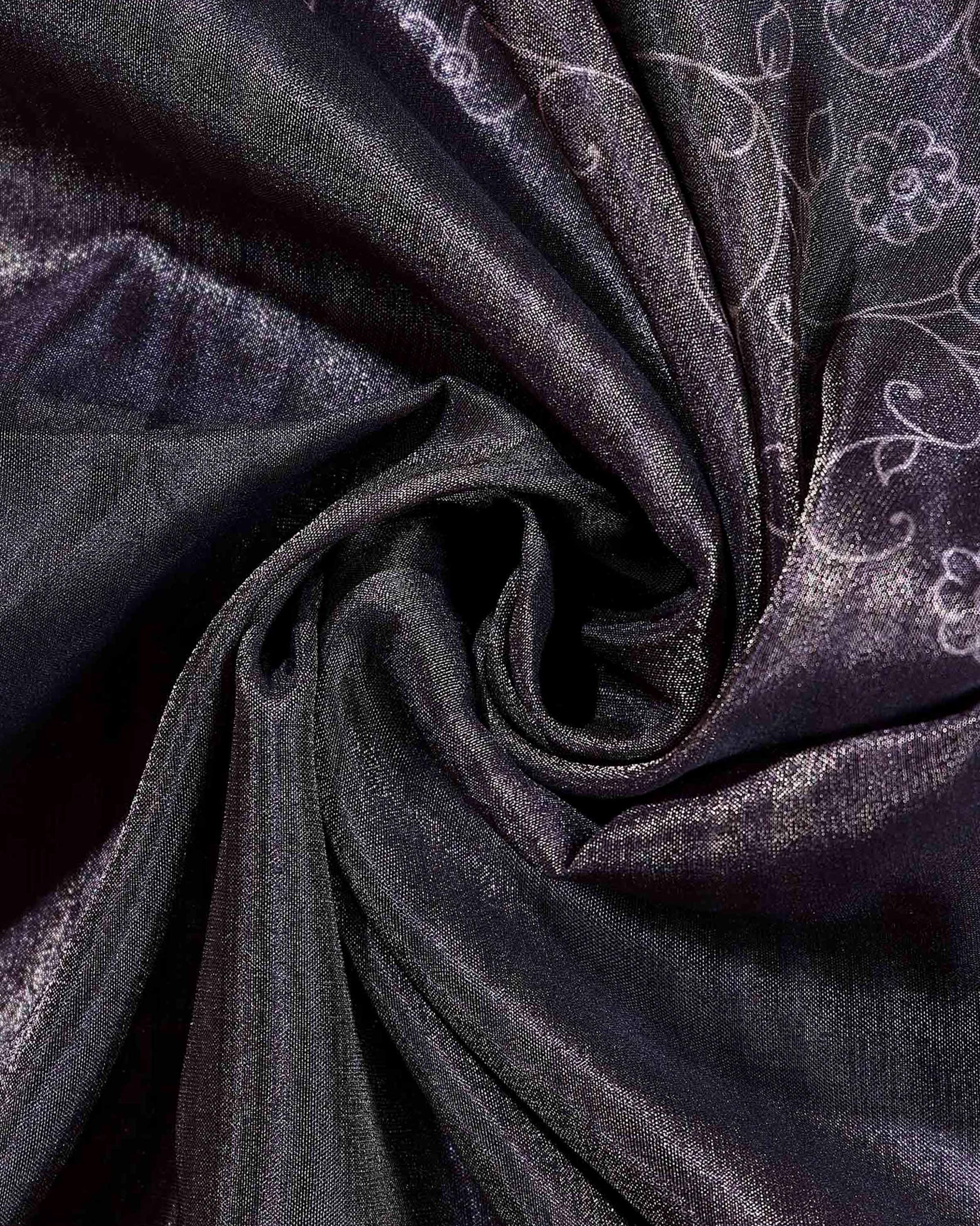 Elegant Semi Tussar Silk Saree with Floral Weave and Classic Contrast Border - Dark Grey-Close Up