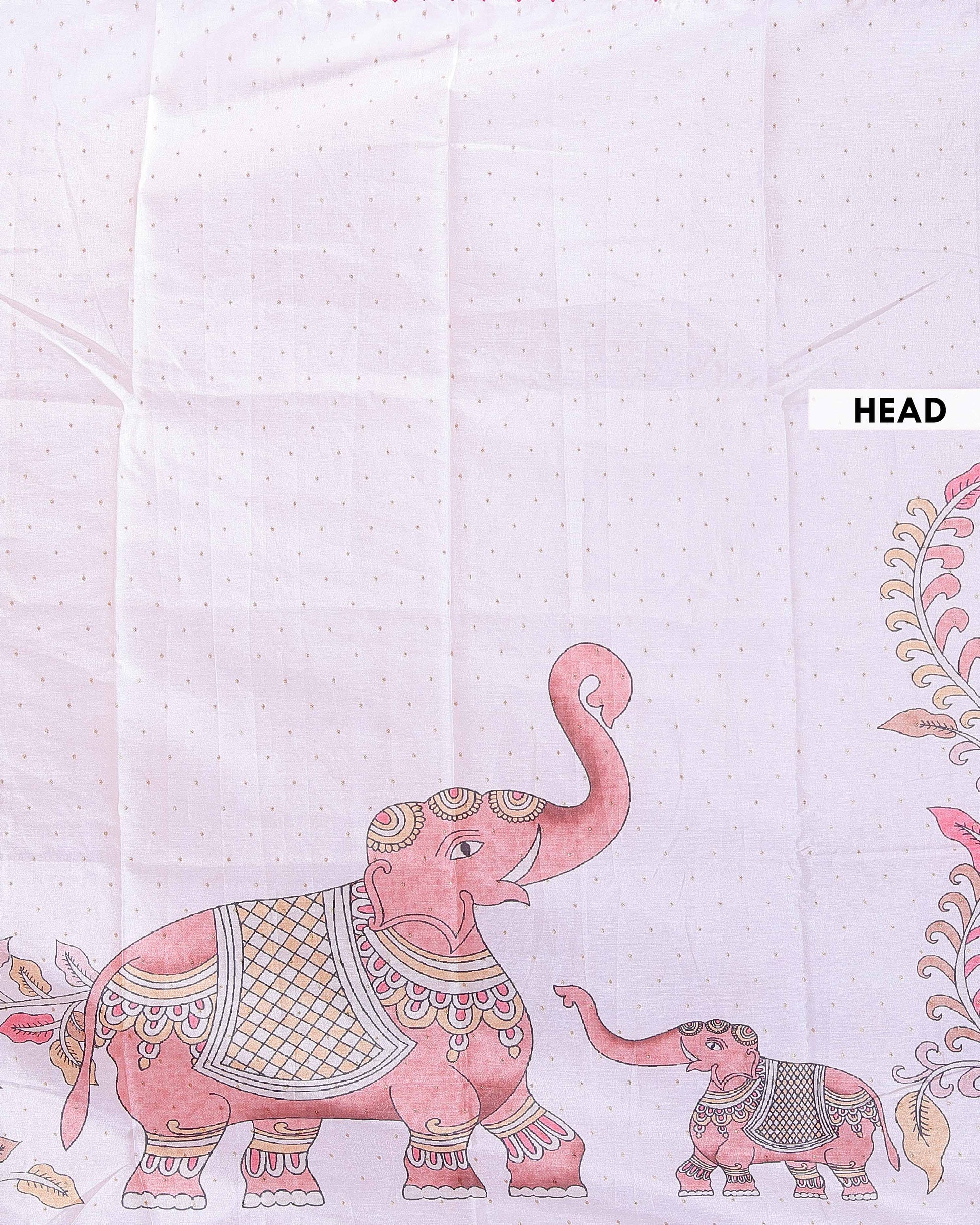 Elegant Semi Tussar Silk Saree with Hand-Painted Elephant and Floral Motifs - White