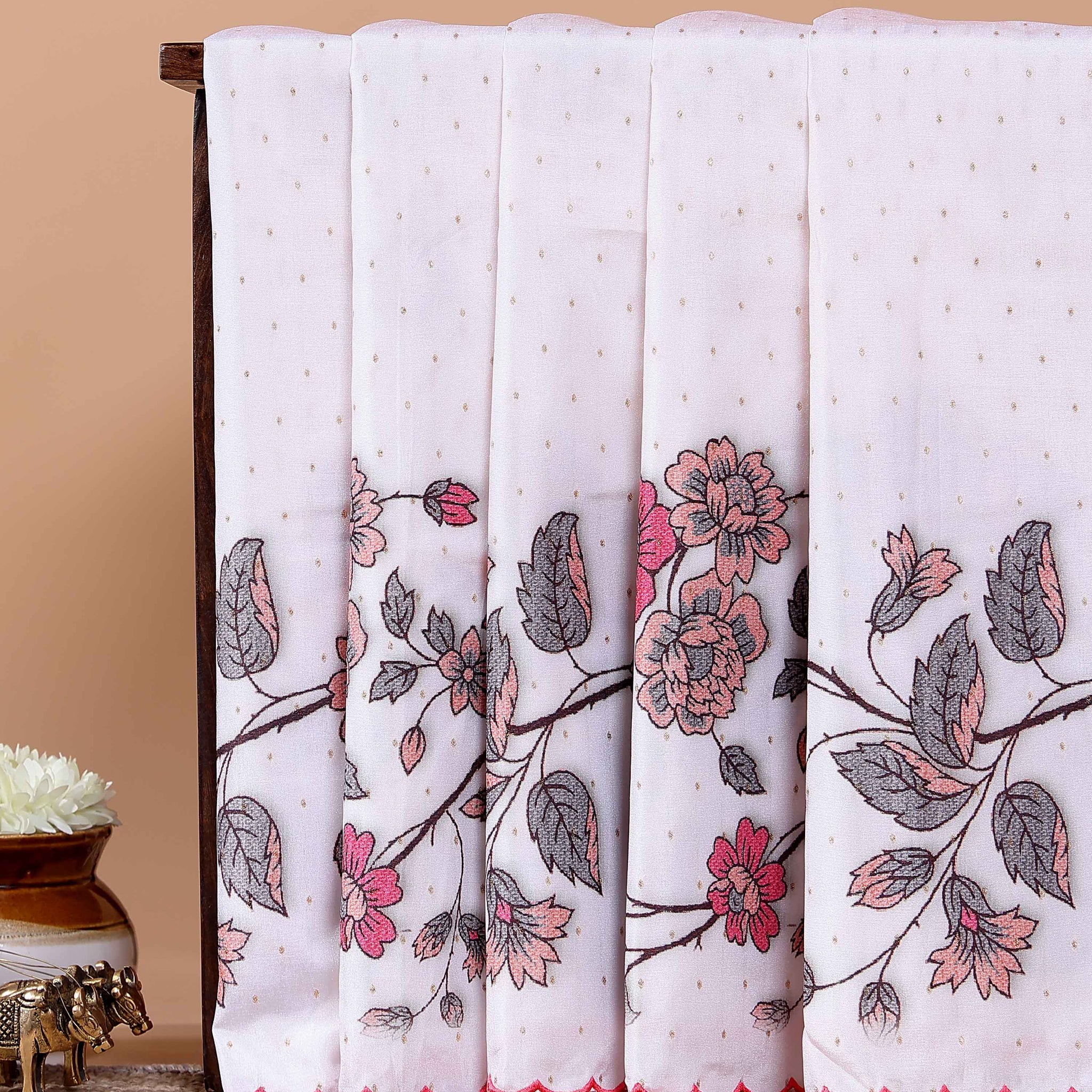 Elegant Semi Tussar Silk Saree with Woven Floral Design  - White