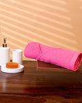 Elegant Soft Absorbent Terry Cloth Towel with Patterned Band - Pink