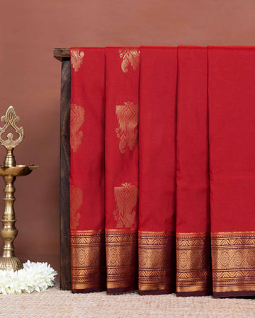 Elegant Soft Silk Saree Adorned with Paisley Zari Buttas and Exquisite Traditional Border - Red