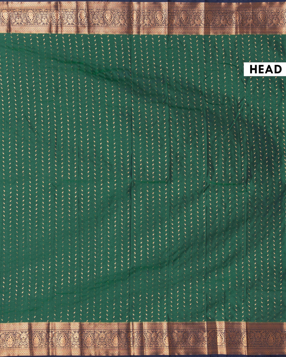 Elegant Soft Silk Saree  All-Over Leaf Pattern and Rich Heritage Style Border - Green