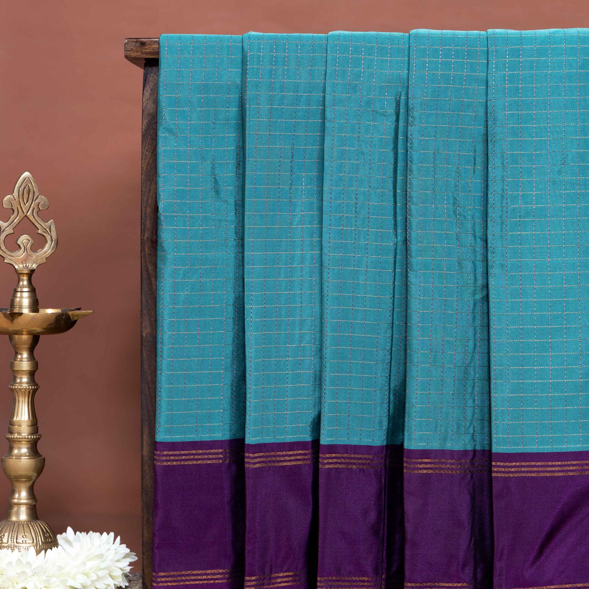 Elegant Soft Silk Saree Enhanced with Delicate Checkered Body and Refined Border Detailing - Blue