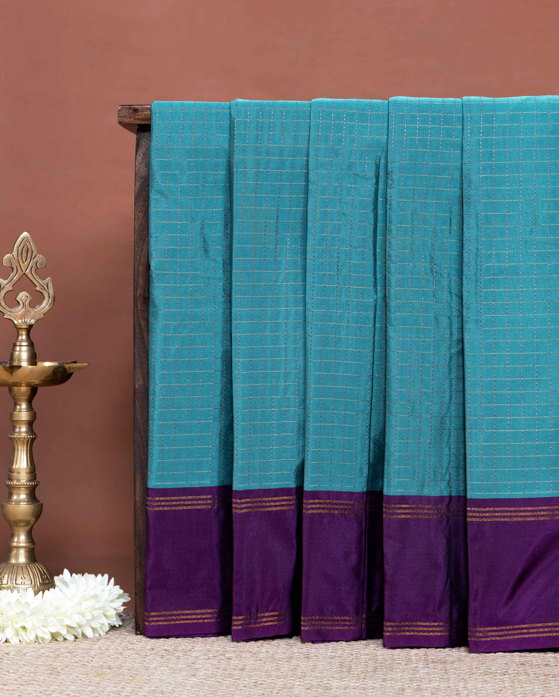 Elegant Soft Silk Saree Enhanced with Delicate Checkered Body and Refined Border Detailing - Blue