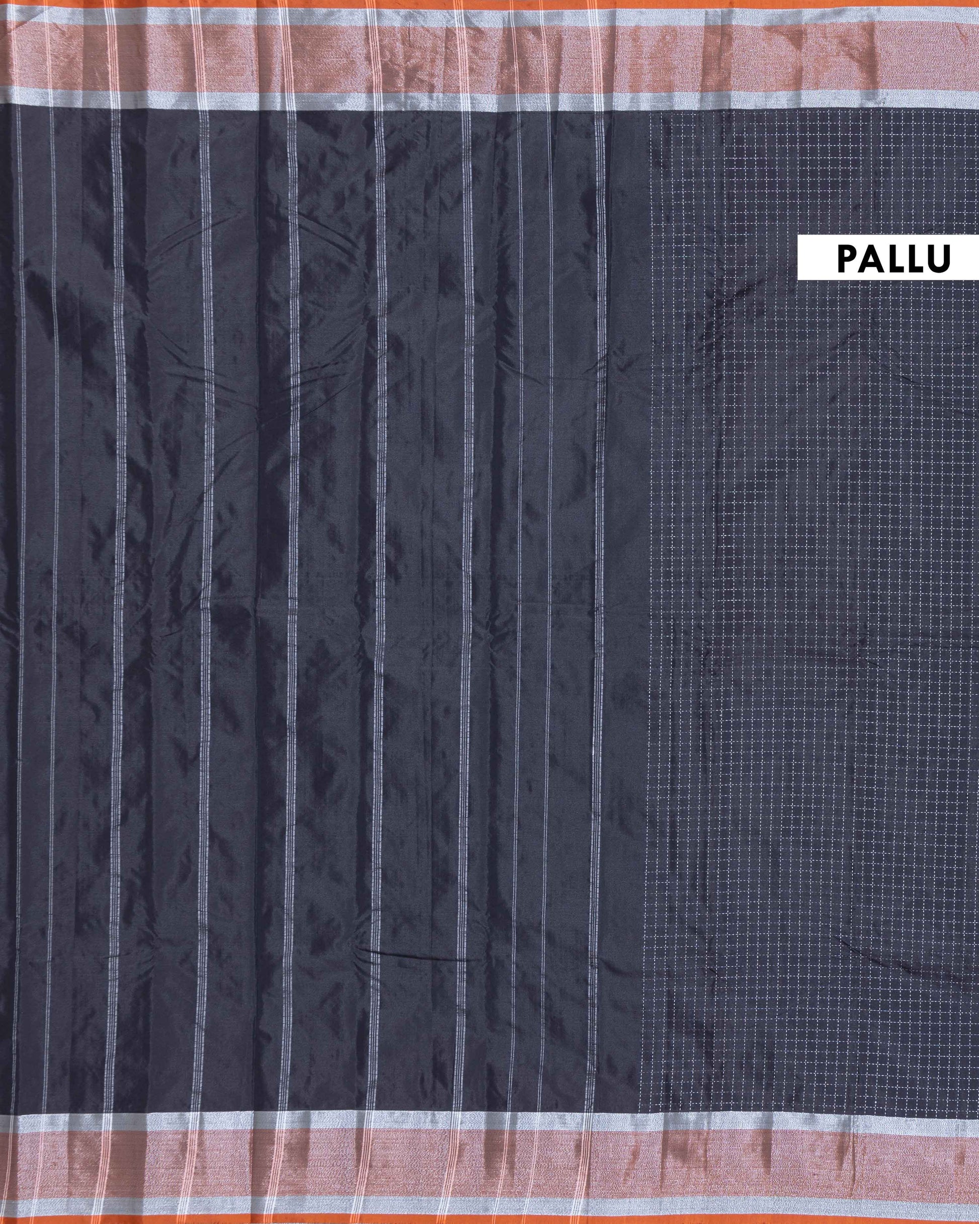 Elegant Soft Silk Saree Featuring Subtle Check Weave and Heritage Border Design - Black