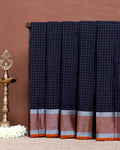 Elegant Soft Silk Saree Featuring Subtle Check Weave and Heritage Border Design - Black