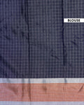 Elegant Soft Silk Saree Featuring Subtle Check Weave and Heritage Border Design - Navy Blue