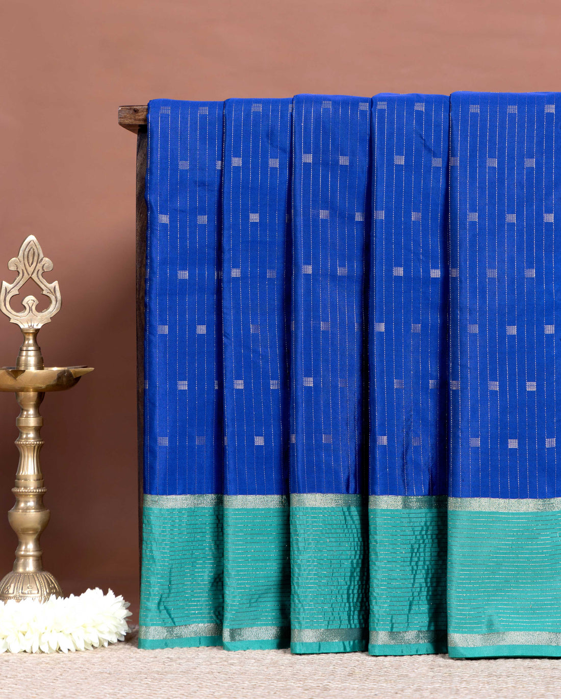 Elegant Soft Silk Saree Featuring Vertical Zari Stripes and Highlighted Border - Blue