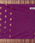 Elegant Soft Silk Saree Intricate Zari Flower Buttas and Classic Border Design - Purple