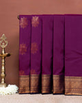 Elegant Soft Silk Saree Intricate Zari Flower Buttas and Classic Border Design - Purple
