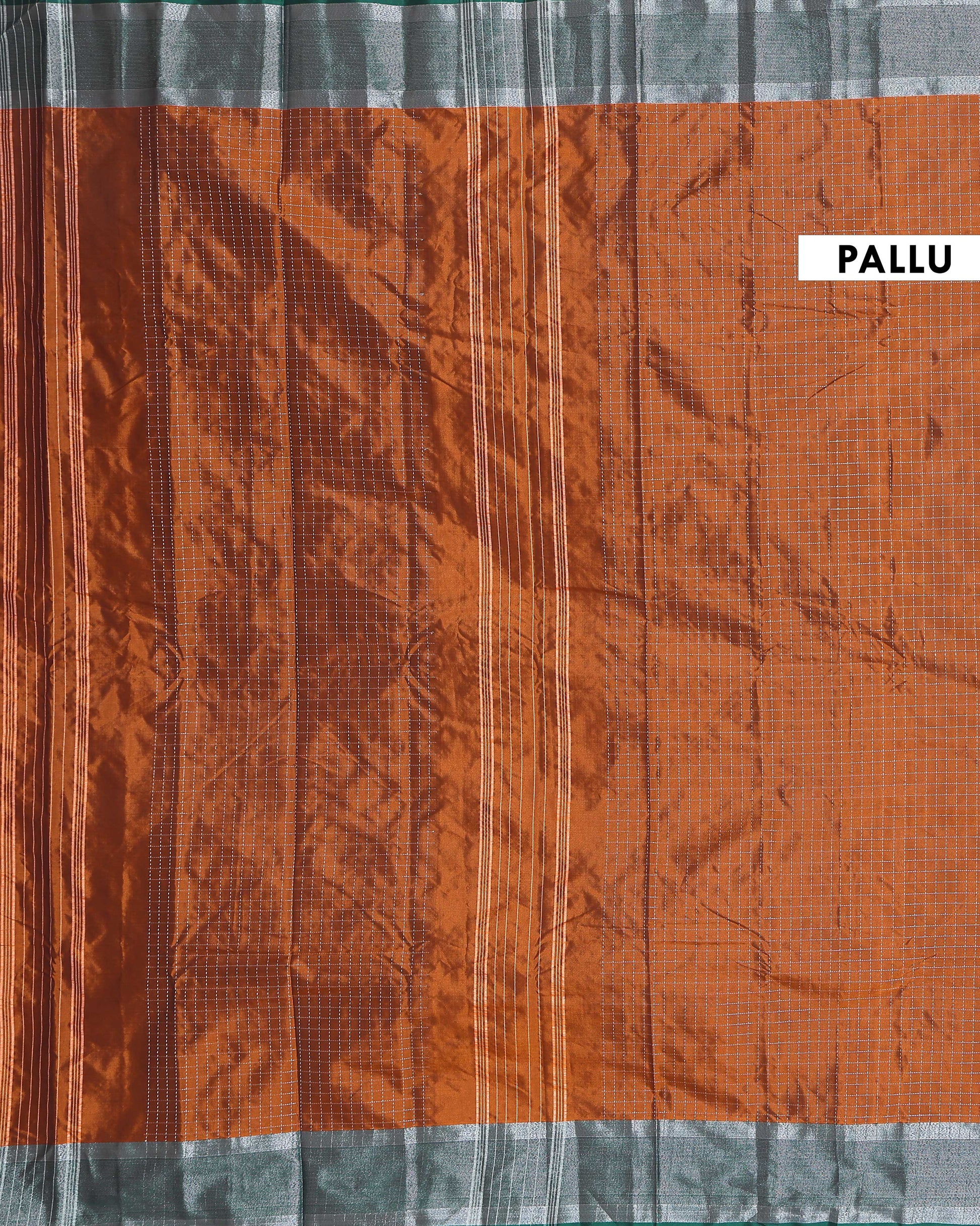 Elegant Soft Silk Saree with Checkered Body and Contrast Woven Border - Pallu