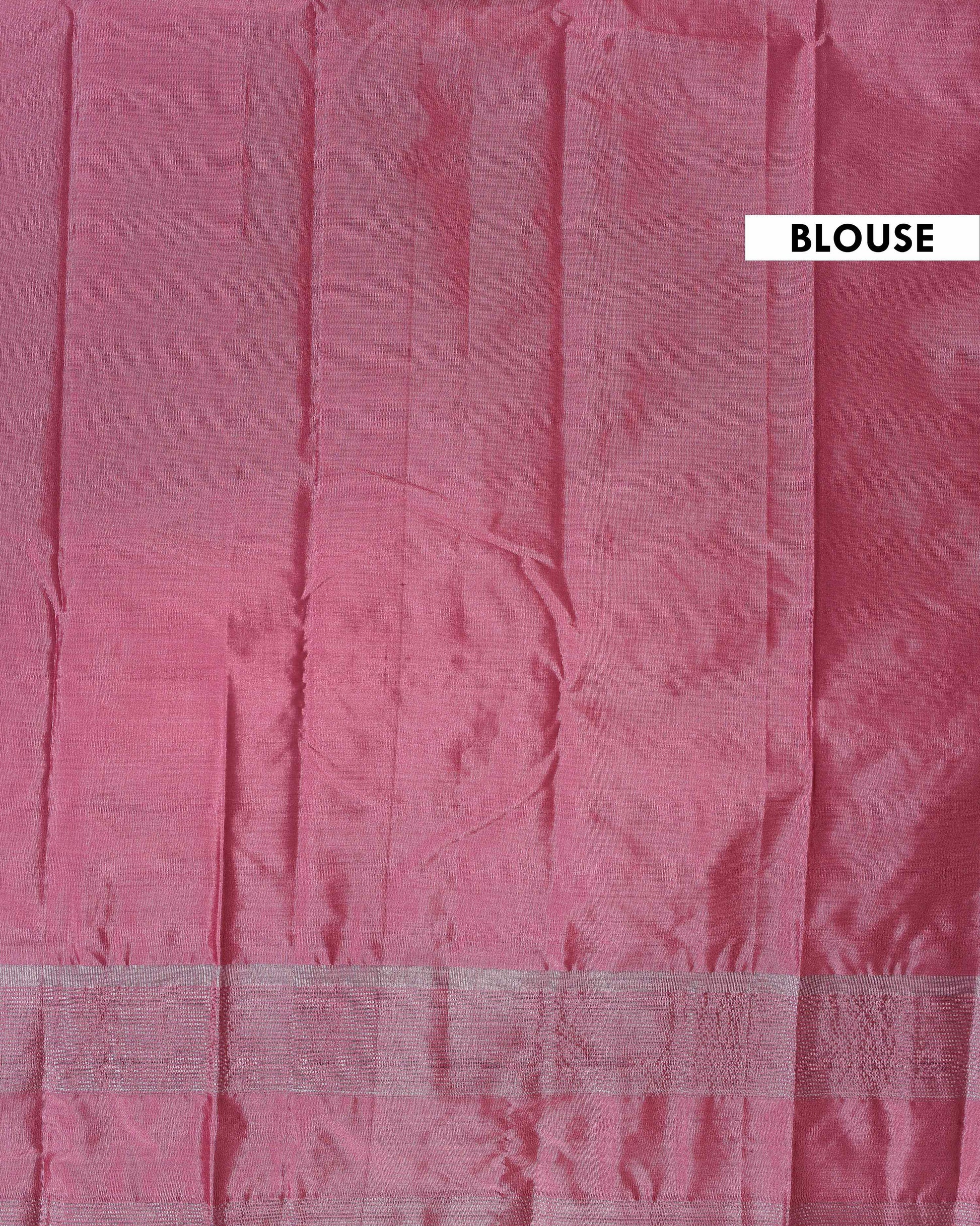 Elegant Soft Silk Saree with Detailed Zari Motifs and Border - Onion Pink