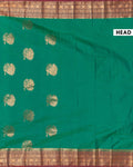 Elegant Soft Silk Saree with Floral Zari Buttas and Traditional Contrast Border - Green