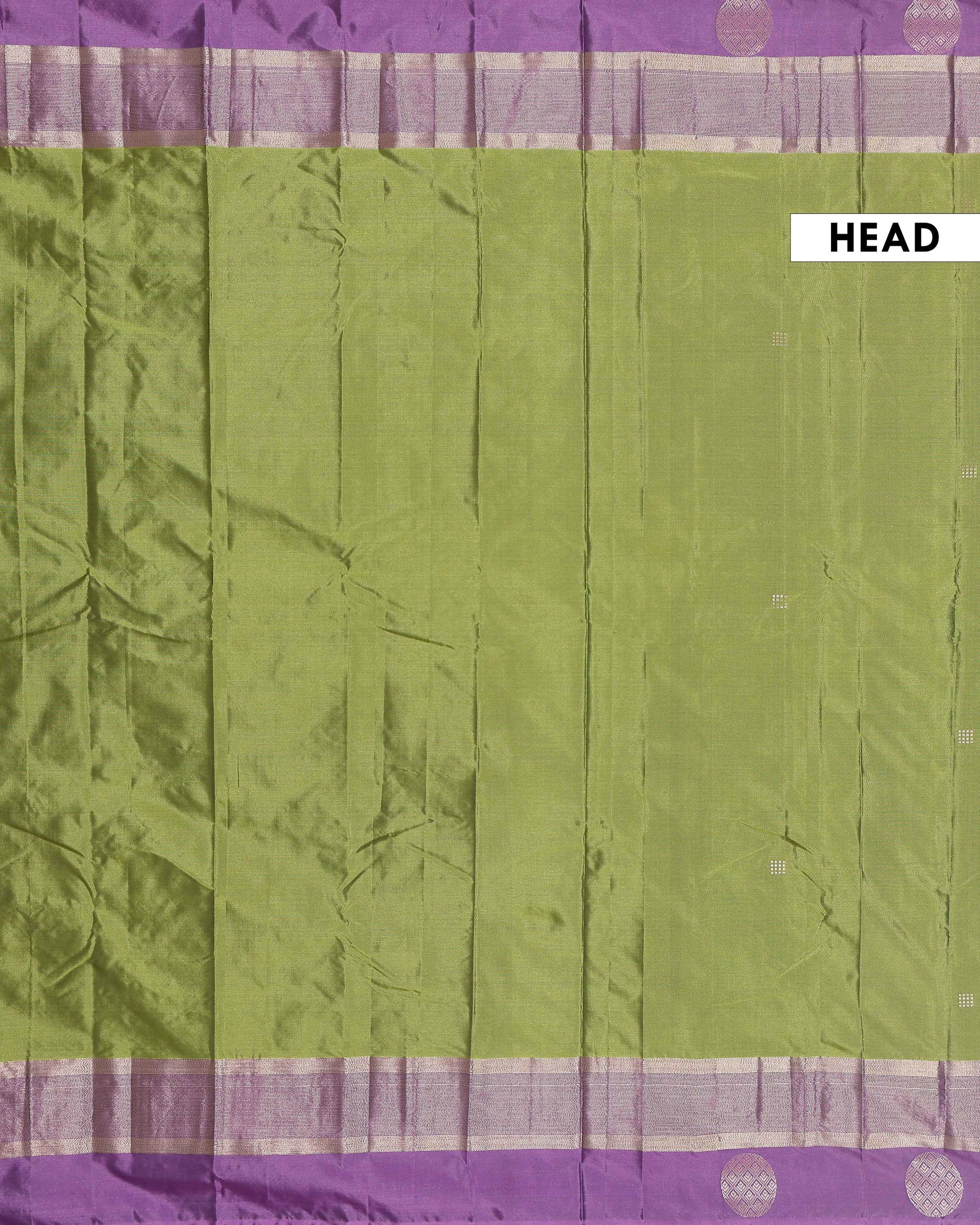 Elegant Soft Silk Saree with Intricate Zari Checks and a Rich Border - Green