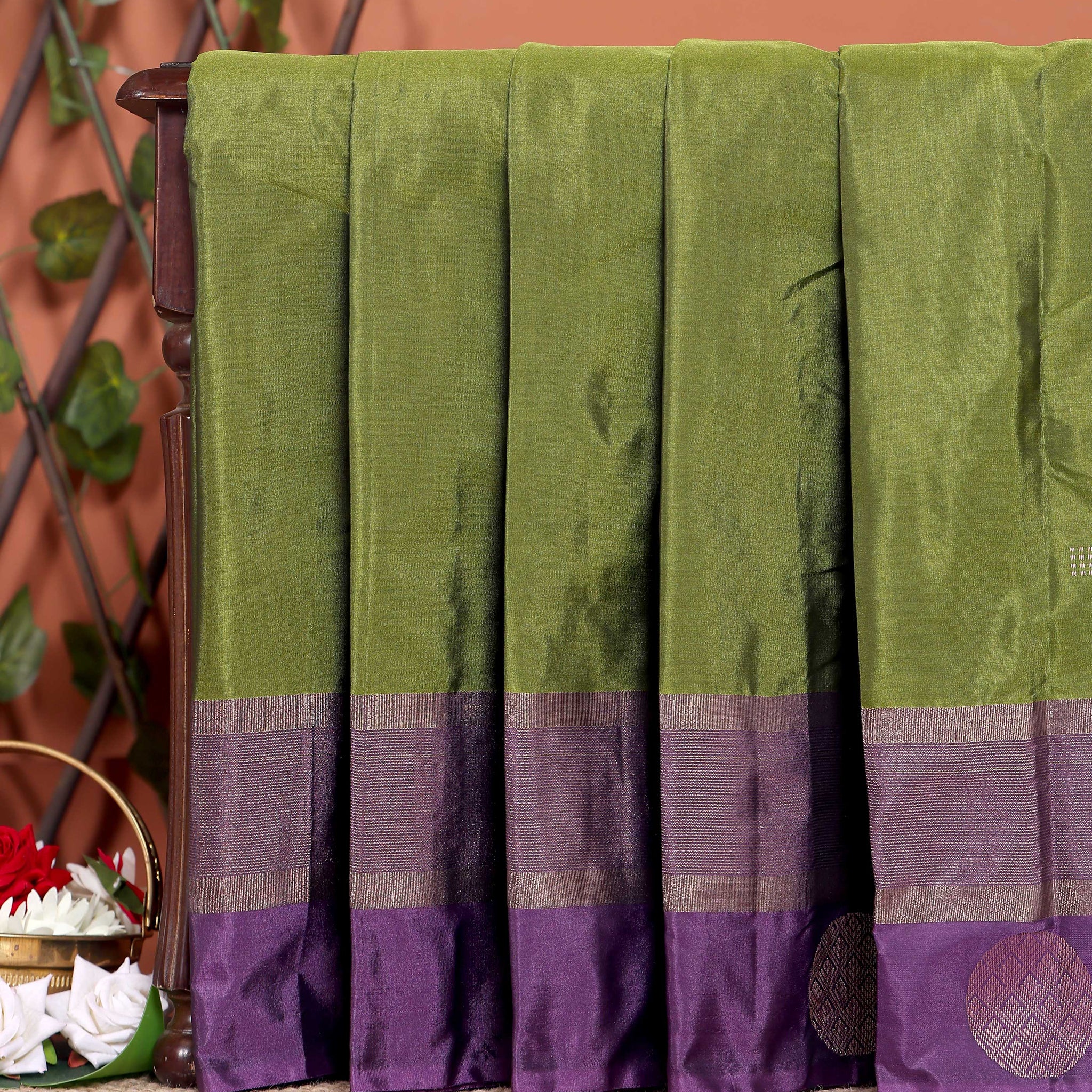 Elegant Soft Silk Saree with Intricate Zari Checks and a Rich Border - Green