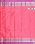 Elegant Soft Silk Saree with Intricate Zari Checks and a Rich Border - Pink