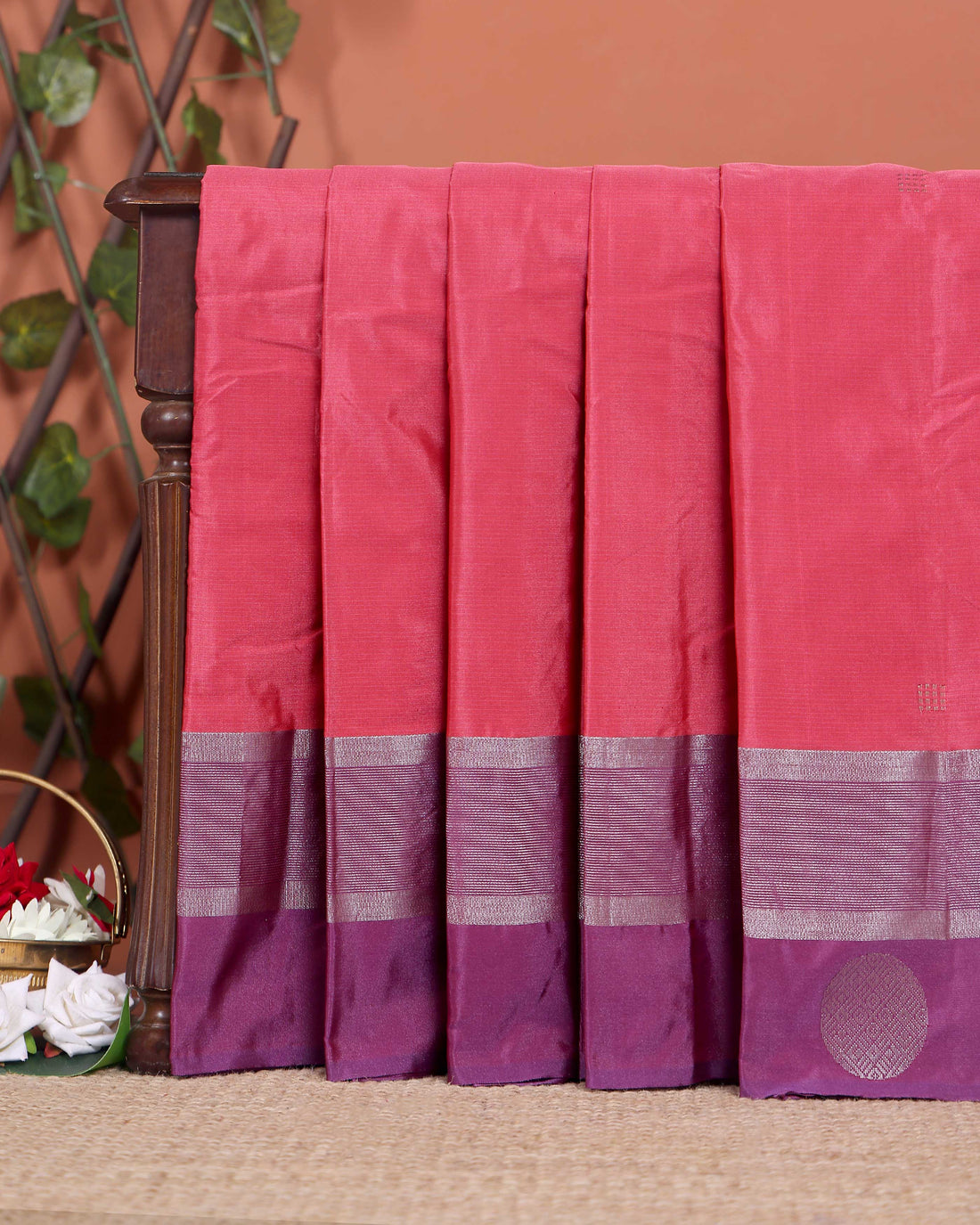 Elegant Soft Silk Saree with Intricate Zari Checks and a Rich Border - Pink