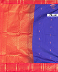 Elegant Soft Silk Saree with Intricate Zari Motifs and Temple Pattern Border - Blue