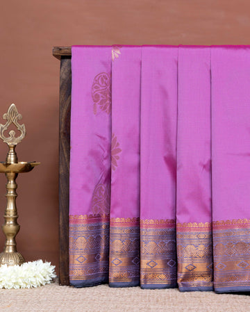 Elegant Soft Silk Saree with Paisley Butta Detailing and Traditional Zari Border - Light Purple