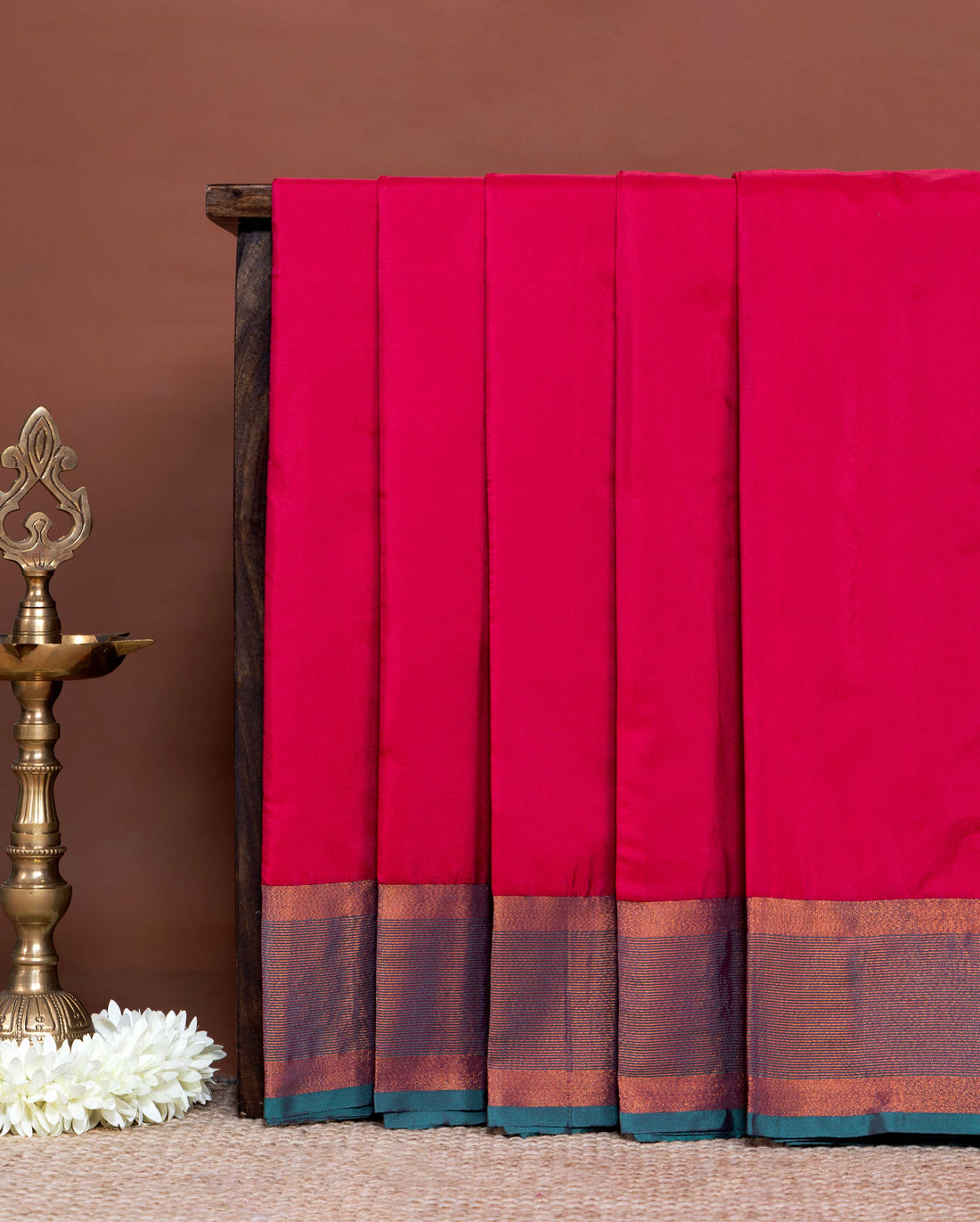 Elegant Soft Silk Saree with Rich Zari Woven Border and Contrasting Edge Finish - Dark Pink