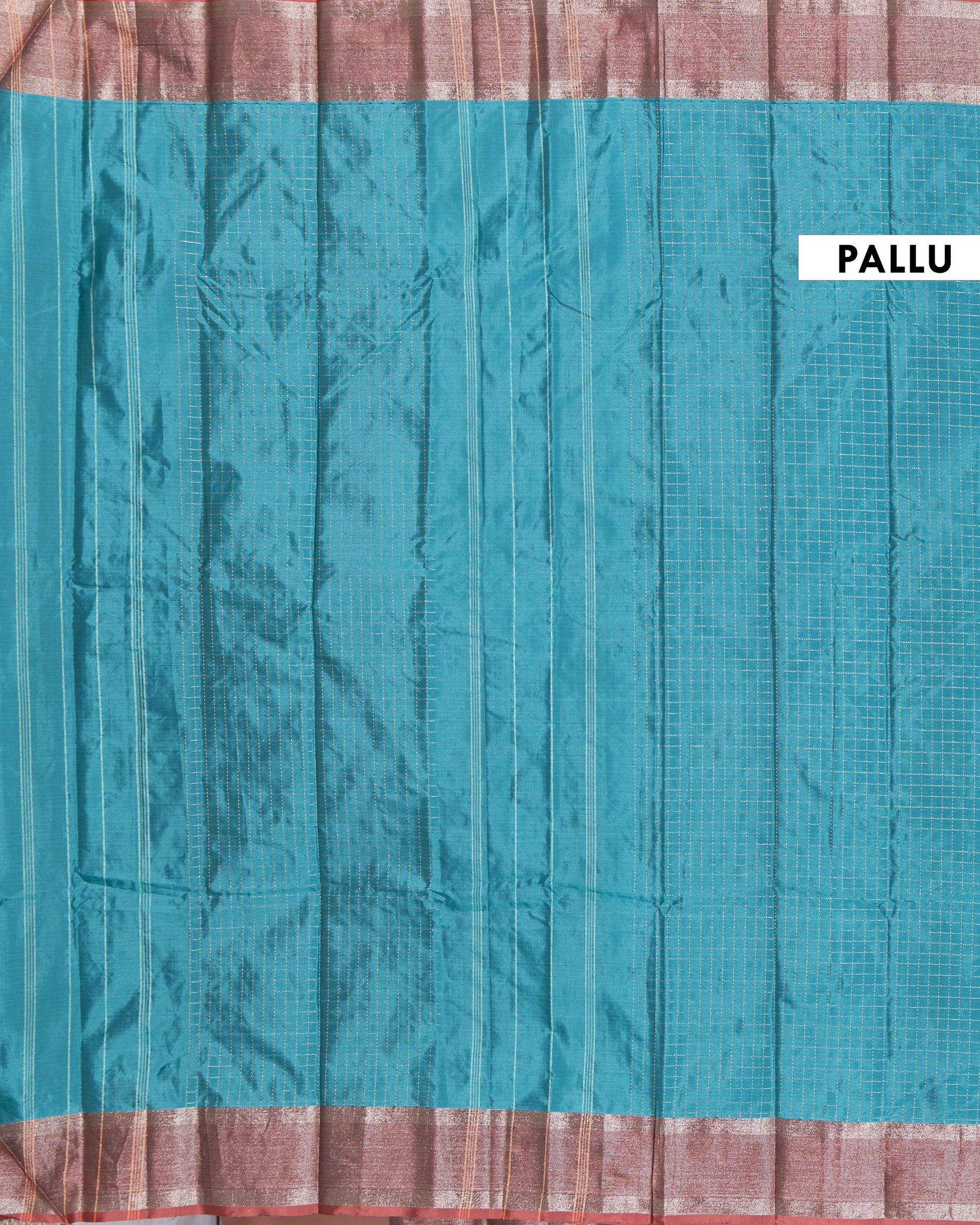Elegant Soft Silk Saree with Subtle Checked Weave and Contrasting Border - Blue