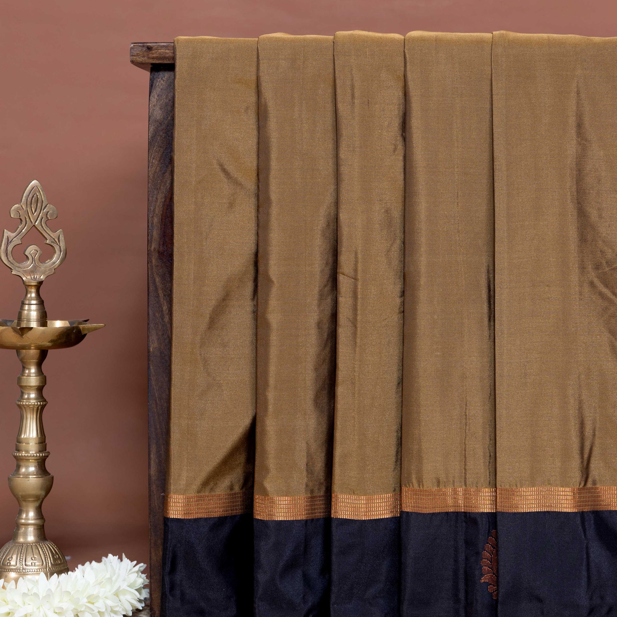 Elegant Soft Silk Saree with Subtle Shine and Handcrafted Border - Brown