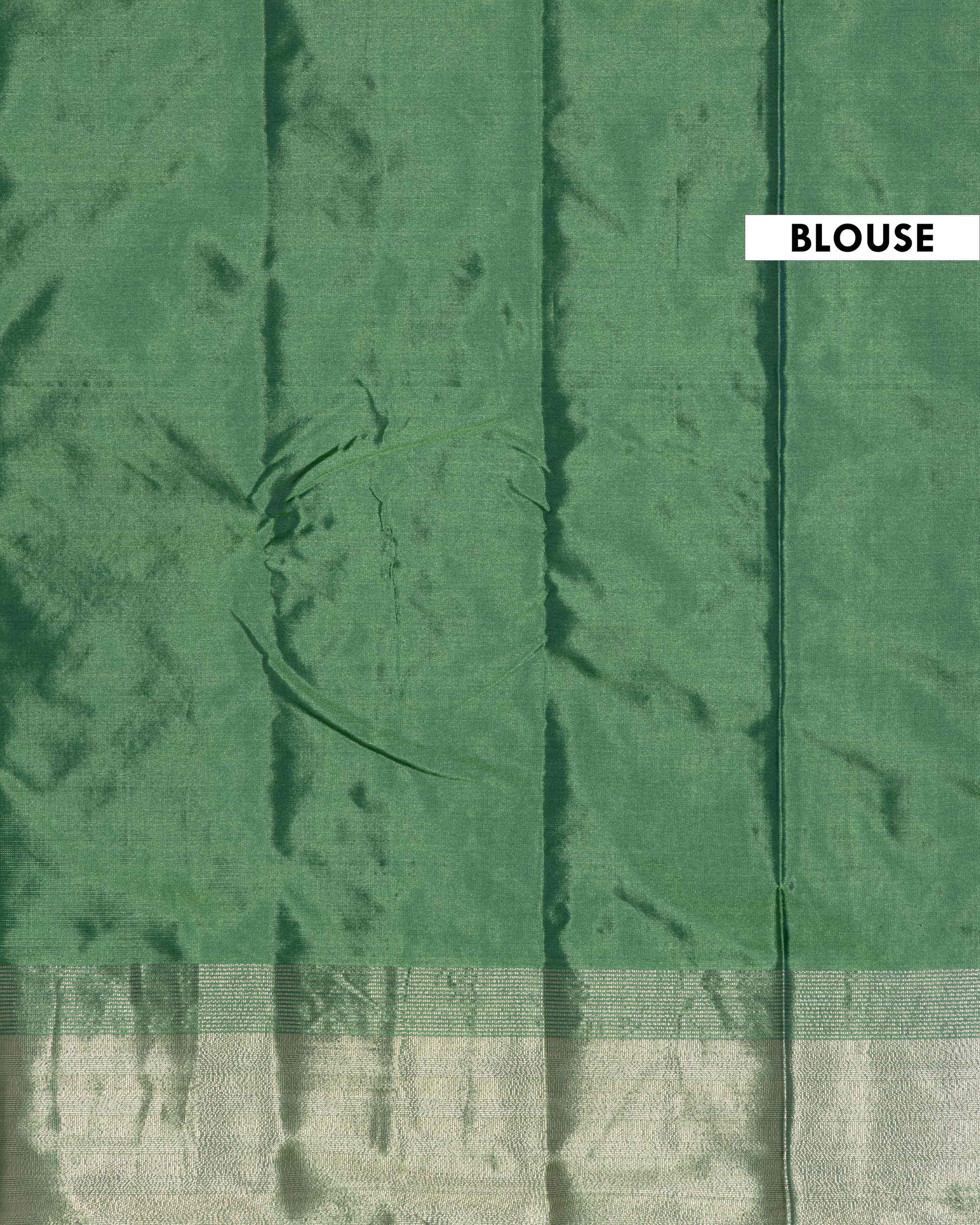 Elegant Soft Silk Saree with Subtle Zari Border and Smooth Glossy Finish - Green