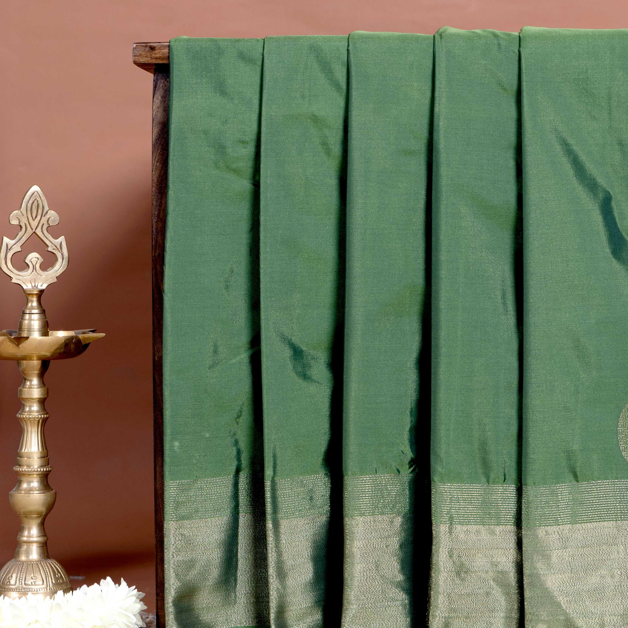 Elegant Soft Silk Saree with Subtle Zari Border and Smooth Glossy Finish - Green