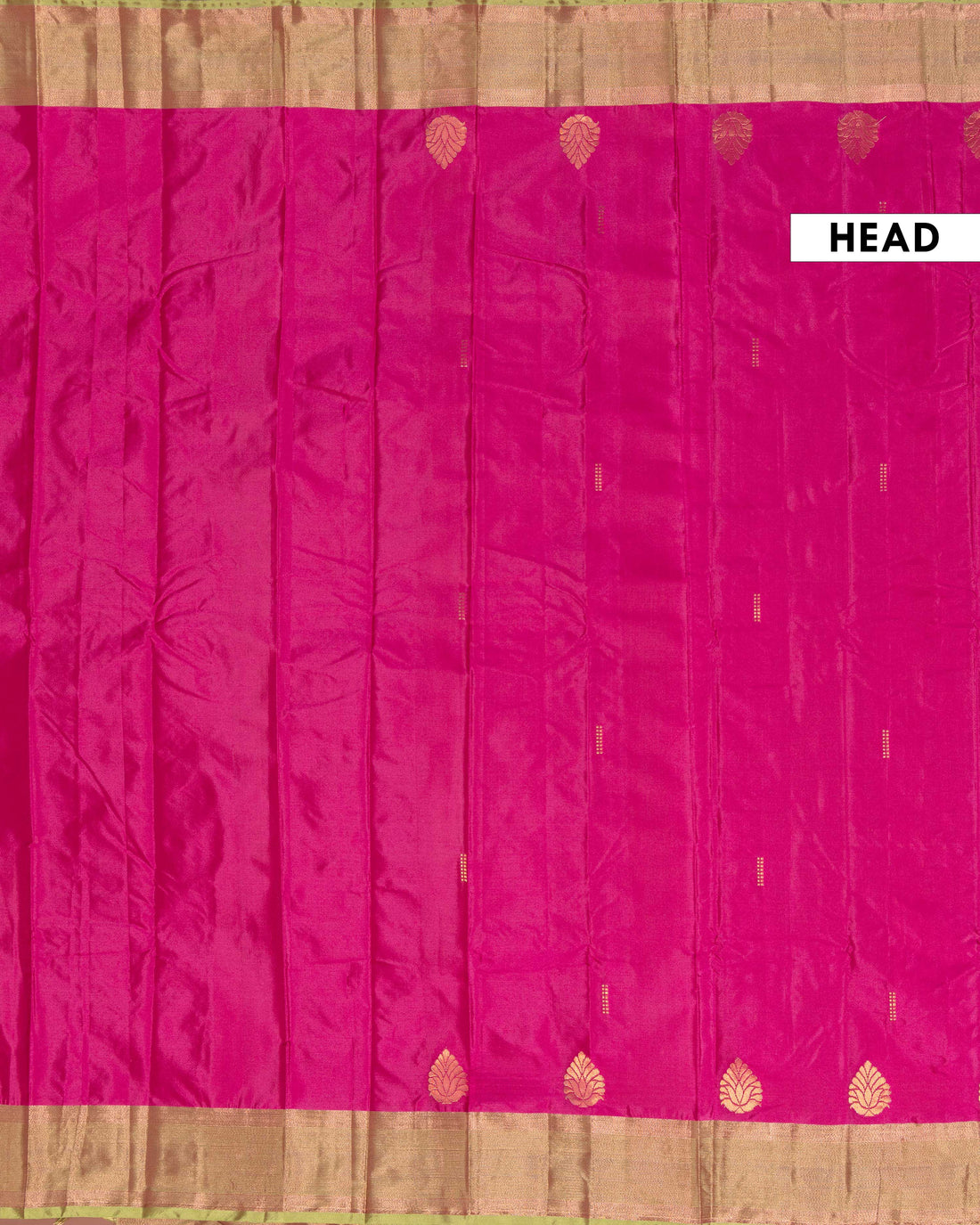 Elegant Soft Silk Saree with Traditional Zari Leaf Motifs and Contrast Border - Dark Pink