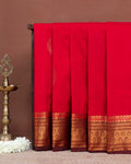 Elegant Soft Silk Saree with Traditional Zari Motifs and Rich Contrast Border - Red