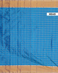 Elegant Soft Silk Saree with Woven Checks and Contrast Border - Blue