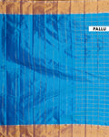 Elegant Soft Silk Saree with Woven Checks and Contrast Border - Blue