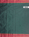 Elegant Soft Silk Saree with Woven Checks and Contrast Border - Dark Green